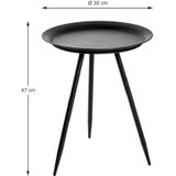 Bijzettafel Zwart Metaal 47cm hoog