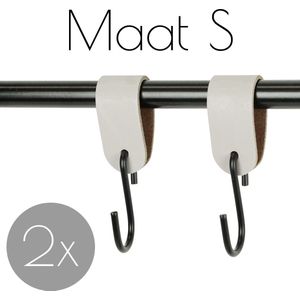 2x Leren S-haak hangers - Handles and more® | LICHTGRIJS - maat S (Leren S-haken - S haken - handdoekkaakje - kapstokhaak - ophanghaken)