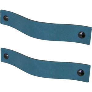 2x Leren handgrepen 'platte greep' - maat M (19 x 2,5 cm) - PETROL - incl. 3 kleuren schroefjes (handgreepjes - leren grepen - greepjes - leren lusjes) (handgreepjes - leren grepen - greepjes - leren lusjes)