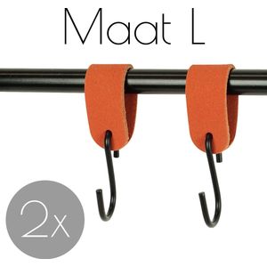 2x Leren S-haak hangers - Handles and more® | SUEDE BRICK - maat L (Leren S-haken - S haken - handdoekkaakje - kapstokhaak - ophanghaken)