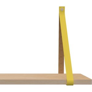 Handles and more Leren plankdragers - met sierschroeven - 100% leer – Geel – set van 2 leren plank banden