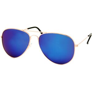 Piloten Zonnebril Heren Dames Goud - Pilotenbril - Blauw Paars Spiegelglazen - UV400