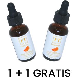 Facial Treat | Vitamine C Serum | 1 + 1 GRATIS | Incl. Hyaluronzuur en Vitamine E | 100 % Vegan | 30 ml | Collageen Versterkend