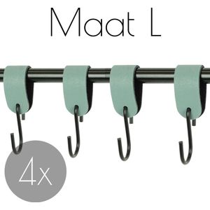 4x Leren S-haak hangers - Handles and more® | VAALGROEN - maat L (Leren S-haken - S haken - handdoekkaakje - kapstokhaak - ophanghaken)