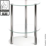 Haku Mobel Bijzettafel - Gehard Glas - Verchroomd Staal - Rond