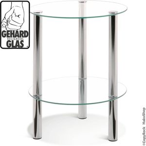 Haku Mobel Bijzettafel - Gehard Glas - Verchroomd Staal - Rond