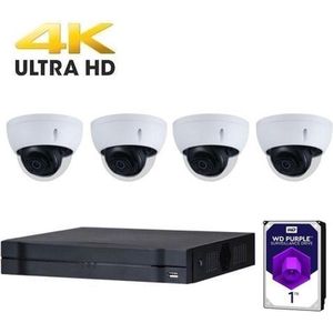 WL4 Ultra 4K HD Starlight set met 4x PoE 8 megapixel witte dome buiten camera's en een recorder met 1TB harde schijf - Beveiligingscamera IP camera bewakingscamera camerabewaking veiligheidscamera beveiliging netwerk camera webcam