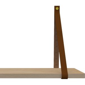 Handles and more Leren plankdragers - met sierschroeven - 100% leer – Lichtbruin – set van 2 leren plank banden