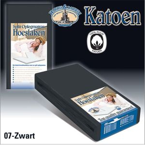 Harris&Darwin | 100% katoenen Splittopper hoeslaken tot 10cm | Percaline glad katoen | Zwart 140x200cm | Speciaal voor Split topmatras