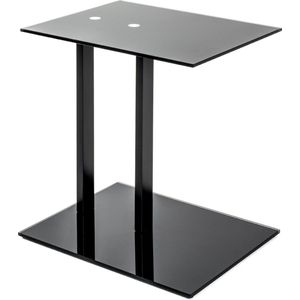 Bijzettafel gehard 8mm veiligheids glas | ruim 7kg glazen bijzet tafel | Strak stoer designer tafel op krasvrije voetjes |45x35x50cm