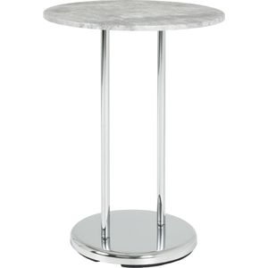 Bijzettafel Betonlook blad met chroom rond 55cm hoog