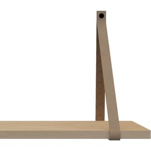 Handles and more Leren plankdragers - met sierschroeven - 100% leer – Taupe – set van 2 leren plank banden