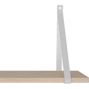 Handles and more Leren plankdragers - met sierschroeven - 100% leer – Lichtgrijs – set van 2 leren plank banden