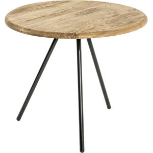 HakuShop Bijzettafel - Eiken - Massief Staal - Rond - 50x50x43cm