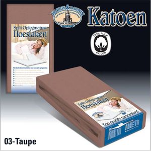 Harris&Darwin | 100% katoenen Splittopper hoeslaken tot 10cm | Percaline glad katoen | Bruin 140x200cm | Speciaal voor Split topmatras