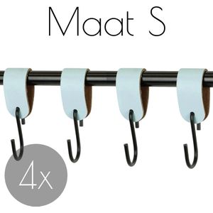 4x S-haak hangers - Handles and more® | LICHTBLAUW - maat S (Leren S-haken - S haken - handdoekkaakje - kapstokhaak - ophanghaken)