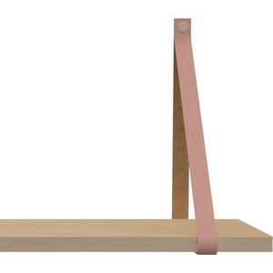 Handles and more Leren plankdragers - met sierschroeven - 100% leer – Zachtroze – set van 2 leren plank banden