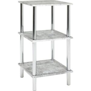 HakuShop Bijzettafel - Beton look - 3 laags - Vierkant blad - 39 x 39 x 77 cm