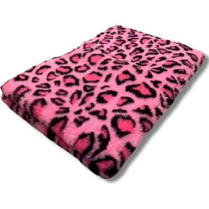 2 Stuks - Vetbed - Dierenmat - Dierenkleed - Benchmat - Puppykleed - Luipaard Fuchsia - Latex Anti Slip 75 x 50 cm - Machine wasbaar