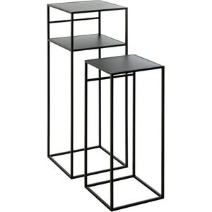 Zwart stalen Zuiltafel set | Speaker platform | Set van 2 zuilen| Plantentafel-sokkel | 30 x 30 x 85 cm