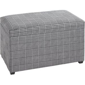 Hocker met opberguimte - Opbergbank geruit - Gemêleerd grijs meubelstof Opbergkist - 65 x 42 x 40 cm