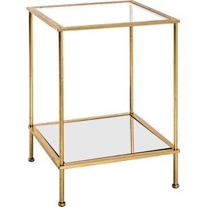 Bijzettafel - Vierkant tafel - Spiegel blad - Goud gelakt metaal - 39 x 39 x 55 cm