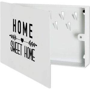 Moderne metalen sleutelkast | HOME design Sleutelboard | gemaakt van sterk metaal in zijdeglans wit | 28x19x4 cm