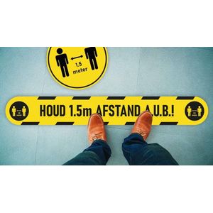 8 STUKS CORONA VLOERSTICKERS - 1.5 METER AFSTAND HOUDEN - COVID-19 PAKKET - VLOERSTICKERS CORONA - CORONA STICKERS - CORONA PREVENTIE MATERIALEN - STICKER CORONA - STICKERS CORONA - ANTISLIP VLOERSTICKERS