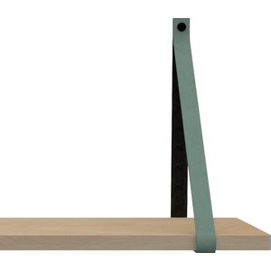 Handles and more Leren plankdragers - met sierschroeven - 100% leer – Vaalgroen – set van 2 leren plank banden