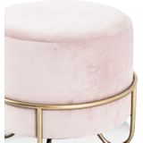 Hocker Fluweel Rose Staal Goud Rond 43x40x43cm