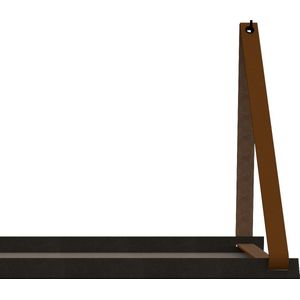 Handles and more -  Stalen wandplank 98cm + leren plankdragerss-sLichtbruin