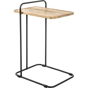 HakuShop Bijzettafel - Eiken motief- Eiken hout - Laptop tafel - 35x49x73cm