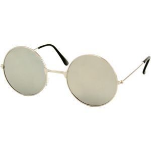 Ronde Hippie John Lennon Gabber Zonnebril Zilver - Zilveren Spiegelglazen - Ronde bril - Gabber Bril - Hippie Bril