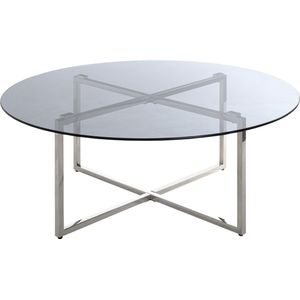 Salontafel | Rond | Veiligheidsglas & Edelstaal | 100x100x45cm