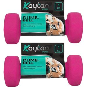 Set dumbbells 1 kg - 2x dumbbells - Gewichten - Halterset - Roze