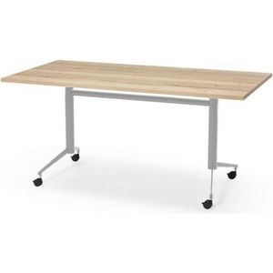 Professionele Klaptafel - inklapbare tafel - 160 x 80 cm - blad natuur eiken - aluminium onderstel - eenvoudig zelf te monteren - voor kantoor