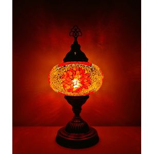 Mozaïek Lamp - Oosterse Lamp - Turkse Lamp - Tafellamp - Marokkaanse Lamp - Ø 19 cm - Hoogte 34 cm - Handgemaakt - Authentiek - Wit