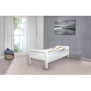 Bed Box Wonen - Seniorenbed Nelson - wit - 90x200 - met vlakke lattenbodem en matras