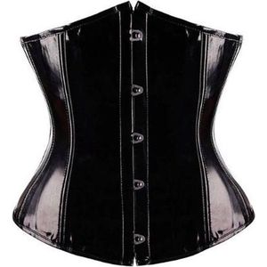 ZWART GLIMMEND PVC UNDERBUST CORSET - S