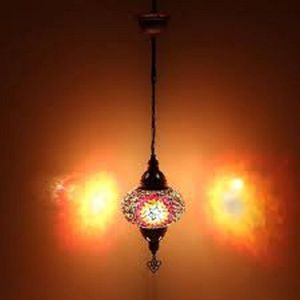 Hanglamp Mozaïek Lamp Oosterse  Turkse Marokkaanse Lamp Ø 13 cm  Hoogte 53 cm  Handgemaakt Multi Kleur