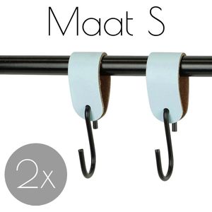 2x Leren S-haak hangers - Handles and more® | LICHTBLAUW - maat S (Leren S-haken - S haken - handdoekkaakje - kapstokhaak - ophanghaken)