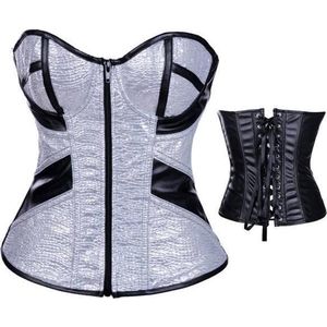 Zilver strapless corset met ritssluiting - S