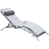 Ligstoel - Ligbed - Tuinstoel - Relaxstoel Tuin - Verstelbaar - Ergonomisch - Aluminium - Grijs