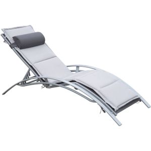 Ligstoel - Ligbed - Tuinstoel - Relaxstoel Tuin - Verstelbaar - Ergonomisch - Aluminium - Grijs