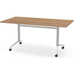 Klaptafel - inklapbare tafel - vergadertafel - 180 x 80 cm - blad havana - aluminium onderstel - eenvoudig zelf te monteren - voor kantoor