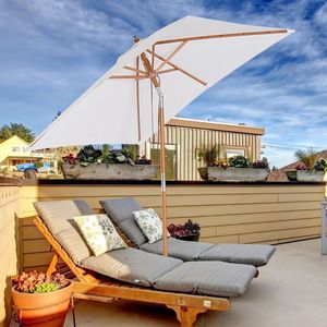 Luxe Balkon Parasol - 200 X 150 cm - Rechthoek - Creme - Knikbaar