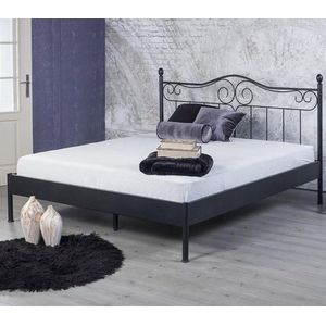 Bed Box Wonen - Alessia metalen bed - Zwart - 140x220