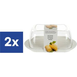Botervlootje - Boterdoos Transparant - 18.5 cm x 11 cm x 7.5 cm - 2 stuks