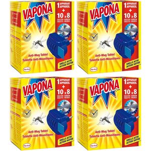 Vapona  Anti-Mug apparaat  Anti Mug Stekker (Voordeelverpakking) -  4 stuks + 40 Tabletten