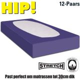 Hip! | 100% katoenen Jersey hoeslaken tot 30cm | Perfecte pasvorm | Stretch | Paars 160/180x200cm Lits-Jumeaux
